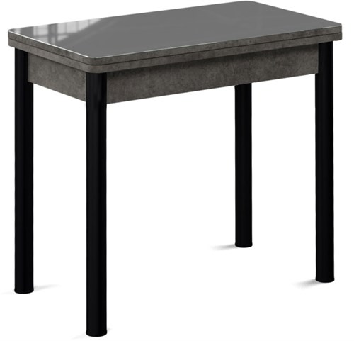 Стол кухонный Дакар-1 45х80 см серебро без рисунка/серый камень ножки черные металл - фото 10970