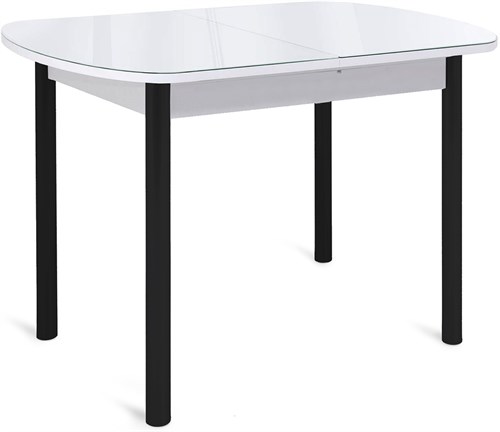 Стол кухонный Портофино-1 EVO, Стекло белое/белый ножки черные металл, 105х65 см. - фото 11165