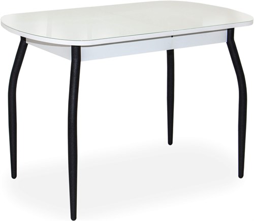Стол кухонный Портофино Стекло белое/белый, ножки черные металл - фото 11258