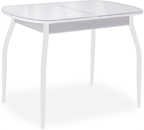 Стол кухонный Касабланка-1 EVO, Стекло белое/ эко-кожа (К48)/ белый, ножки белые металл - фото 11402