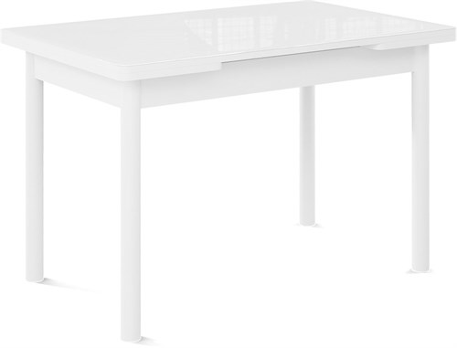 Стол со стеклом Милан EVO, Стекло белое/белый, ножки белые металл - фото 12007