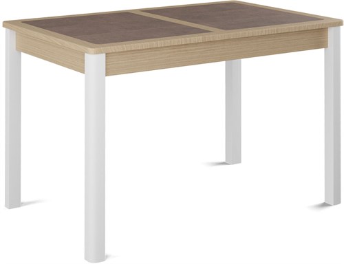 Стол с плиткой Ницца ПЛ, Плитка коричневая/белёный дуб, ножки белые металл - фото 13081