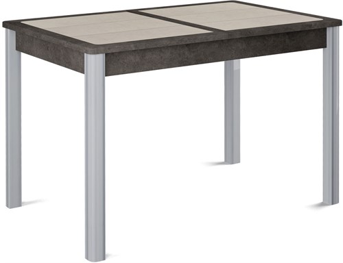 Стол с плиткой Ницца ПЛ, Плитка бежевая/серый камень, ножки хром-лак - фото 13096