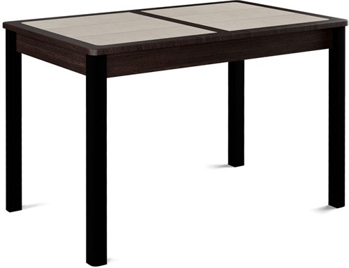 Стол с плиткой Ницца ПЛ, Плитка бежевая/венге, ножки черные металл - фото 13100