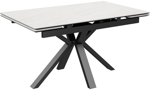 Стол Баден-2С керамика White Marble (белый мрамор), нога 120Q черная - стол обеденный с керамогранитом - фото 20316