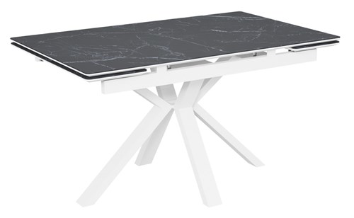 Стол Баден-2С керамика Black Marble (черный мрамор) , нога 120Q белая - стол обеденный с керамогранитом - фото 20412