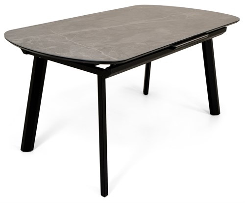 Обеденный стол Шамони, керамика Armani Grey (серый камень), ножки черные - фото 21218