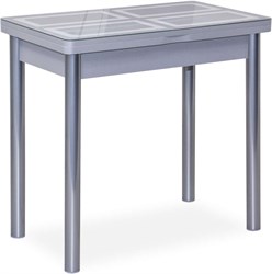 Стол кухонный Дакар-1 45х80 см серое/серебро ножки хром-лак