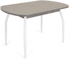 Стол с керамогранитом Портофино, Керамика Blend-Grigio/серый камень, ножки белые металл