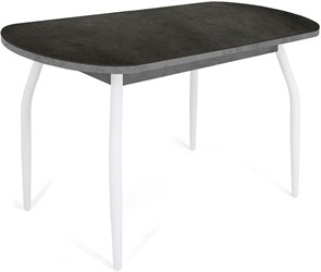 Стол с керамогранитом Портофино, Керамика Blend-Nero/серый камень, ножки белые металл