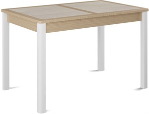 Стол с плиткой Ницца ПЛ, Плитка бежевая/белёный дуб, ножки белые металл