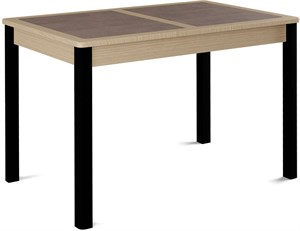 Стол с плиткой Ницца ПЛ, Плитка коричневая/белёный дуб, ножки черные металл