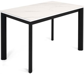 Стол с керамогранитом Нагано, Белый мрамор/Белый цемент, ножки черные металл