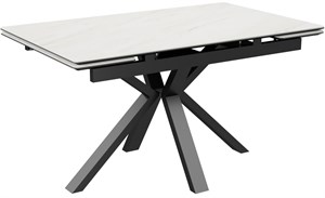 Стол Баден-1С керамика White Marble (белый мрамор), нога 120Q черная - стол обеденный с керамогранитом