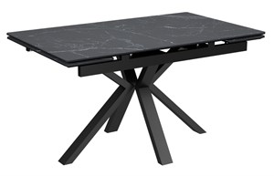 Стол Баден-1С керамика Black Marble (черный мрамор) , нога 120Q черная - стол обеденный с керамогранитом