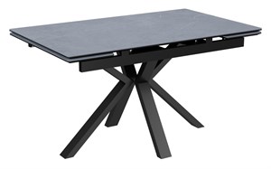 Стол Баден-1С керамика Armani Grey (серый камень) , нога 120Q черная - стол обеденный с керамогранитом