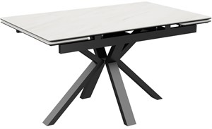 Стол Баден-2С керамика White Marble (белый мрамор), нога 120Q черная - стол обеденный с керамогранитом