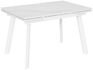 Татами-3С Белый мрамор/Нога белая - стол обеденный с керамогранитом