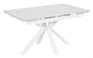 Стол Баден-1С керамика White Marble (белый мрамор), нога 120Q белая - стол обеденный с керамогранитом