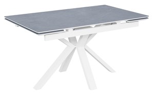 Стол Баден-1С керамика Armani Grey (серый камень) , нога 120Q белая - стол обеденный с керамогранитом