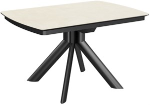 Стол с керамогранитом Атланта 3C/E, керамика Cream Latte (крем латте), ножки 133Е черные