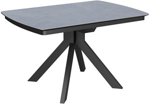 Стол с керамогранитом Атланта 3C/Q, керамика Armani Grey (серый камень), ножки 133Q черные